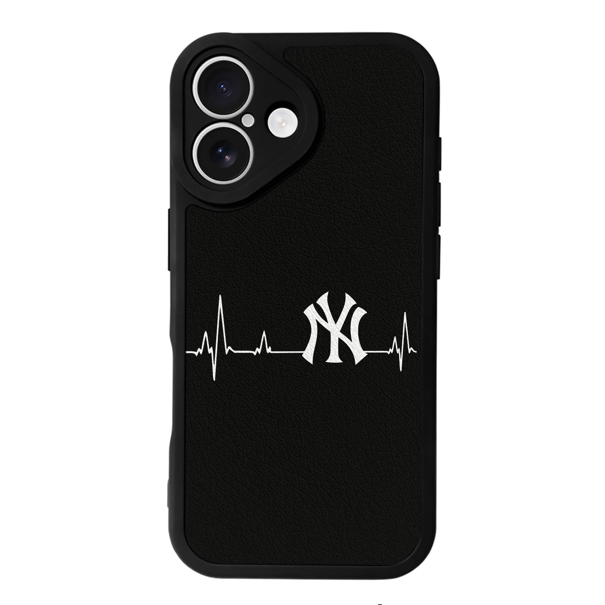 New York Yankees EKG Line IPhone 16 Silicone Leather Case – UV Print, Lambskin Texture – Perfect Fit, Wireless Charging Compatible, Scratch Resistant, Precise Cutouts – Stylish Protection For IPhone 16